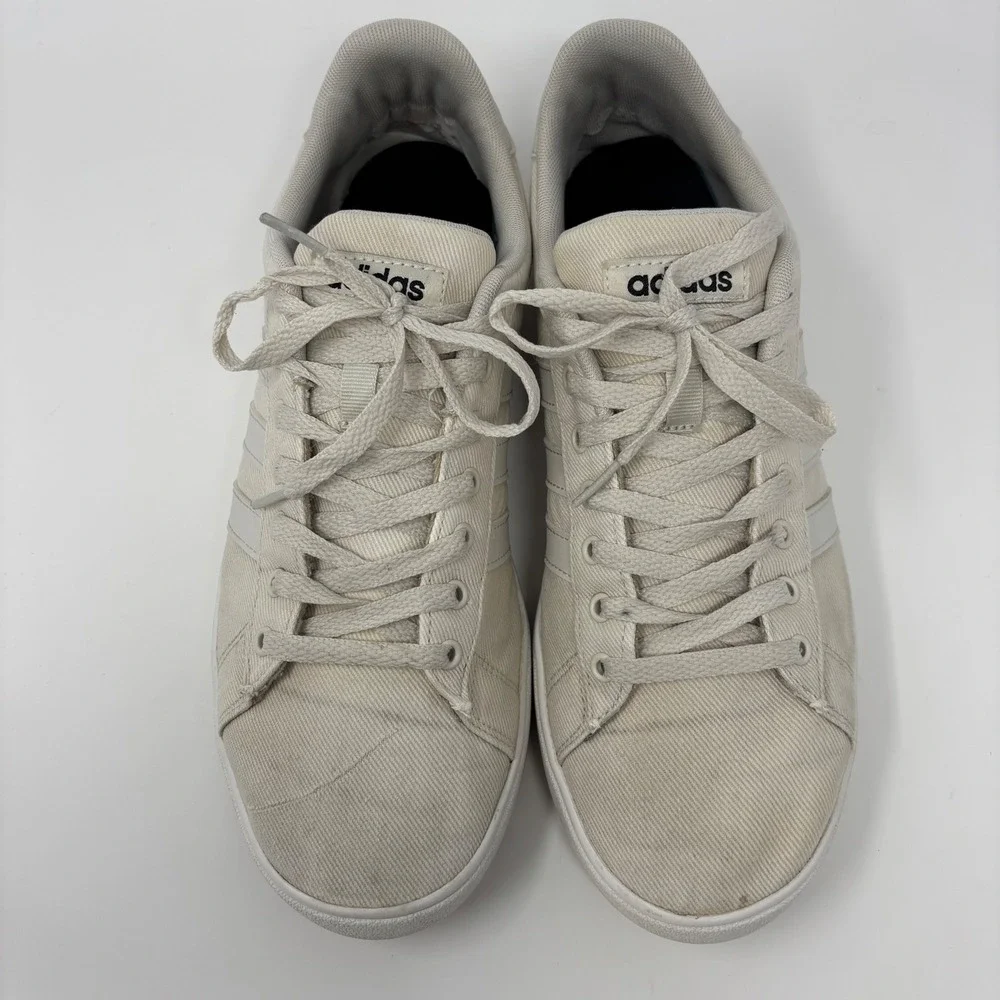 Adidas Daily 2.0 Mens Canvas Skate‎ Sneakers Off White Cream Low Top Shoes 10.5
